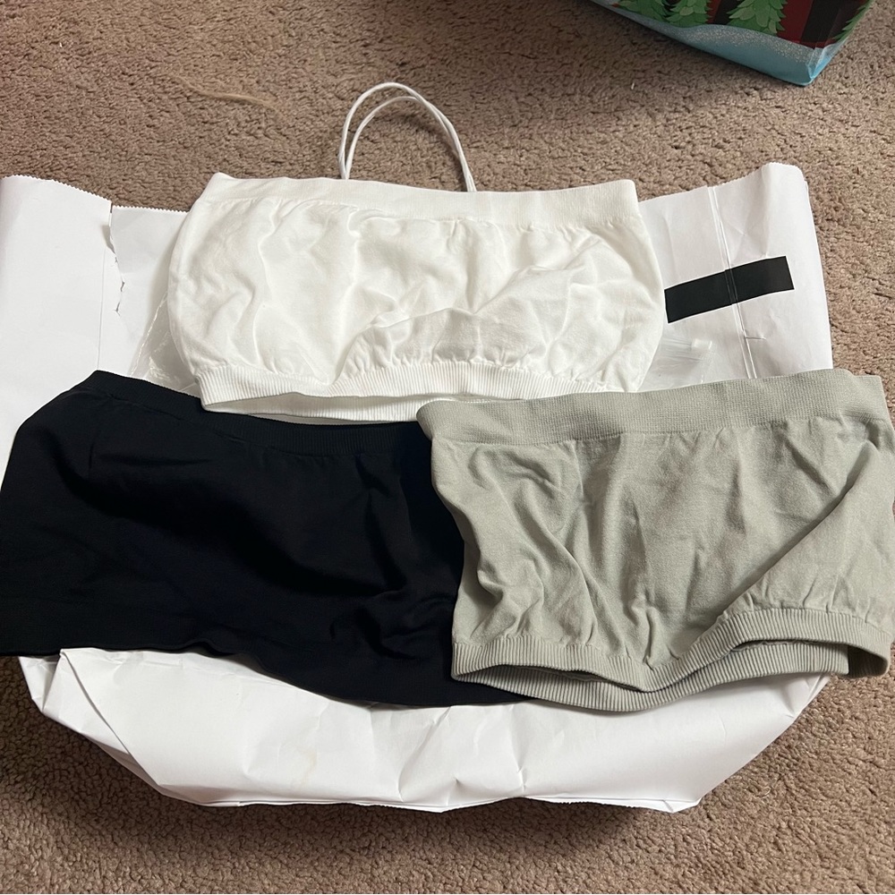 NWT Bandeau Bras - White, Black, and Gray - Picture 1 of 5